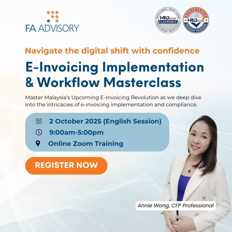 E-invoicing masterclass English Online by annie wong of FA Advisory